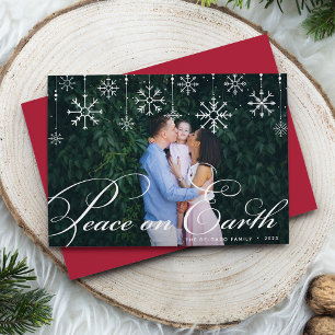 Classic Flourish Peace on Earth Photo Holiday Card