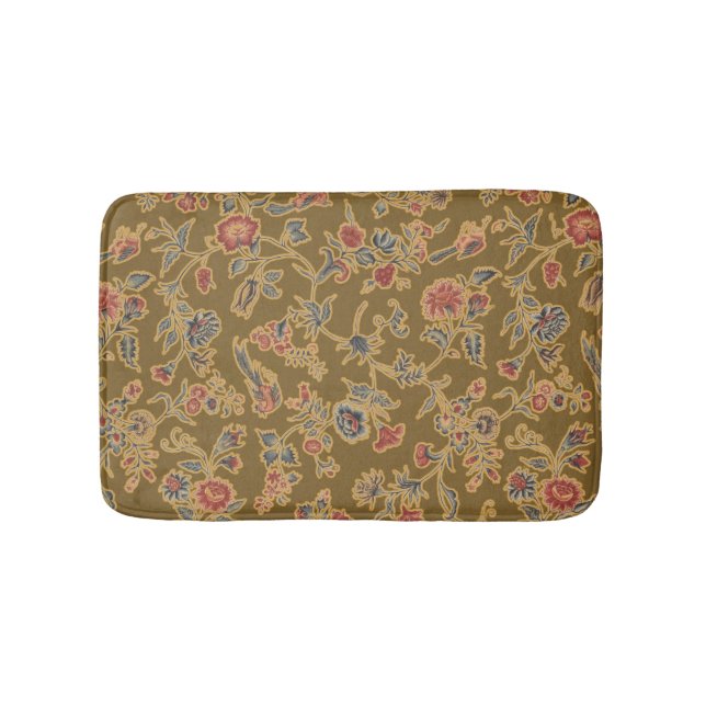 Classic Flower Chintz Pretty Soft Floral Design Bath Mat (Front)