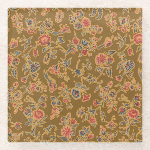 Classic Flower Chintz Pretty Soft Floral Design Glass Coaster