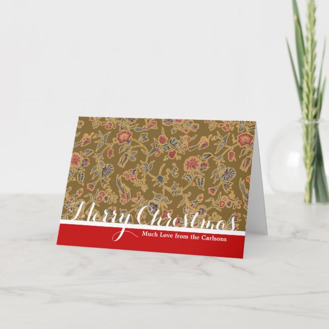 Classic Flower Chintz Pretty Soft Floral Design Holiday Card (Front)