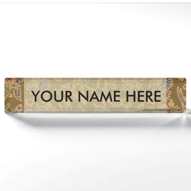 Classic Flower Chintz Pretty Soft Floral Design Nameplate (Front)