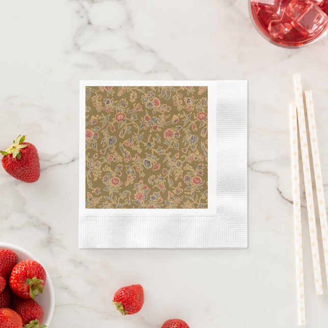 Classic Flower Chintz Pretty Soft Floral Design Napkin (Insitu)