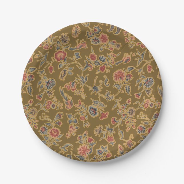 Classic Flower Chintz Pretty Soft Floral Design Paper Plate (Front)