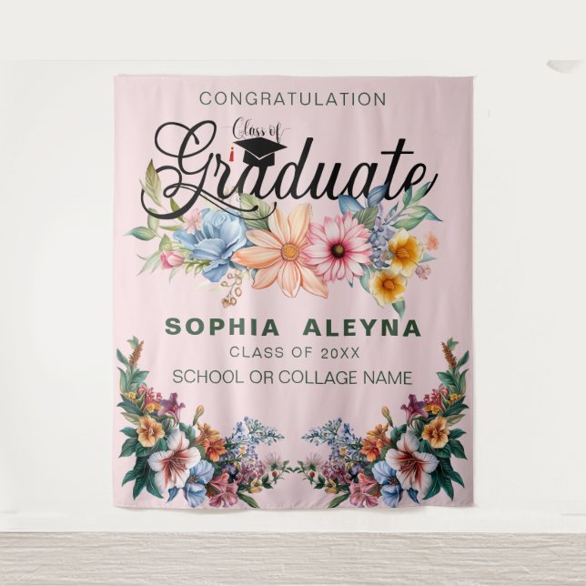 Classic Flower Garden Graduation Tapestry (Front)
