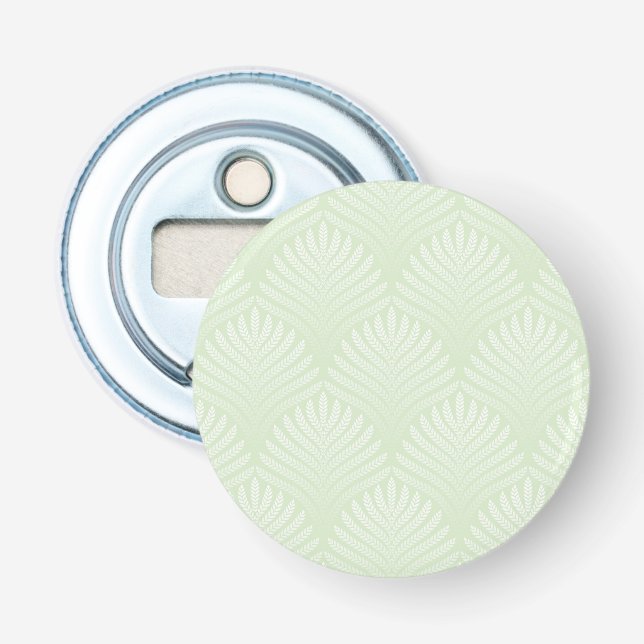 Classic foliage pattern in white and green bottle opener (Front)