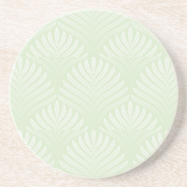 Classic foliage pattern in white and green coaster (Front)