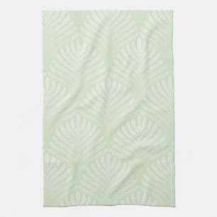 Classic foliage pattern in white and green kitchen towel