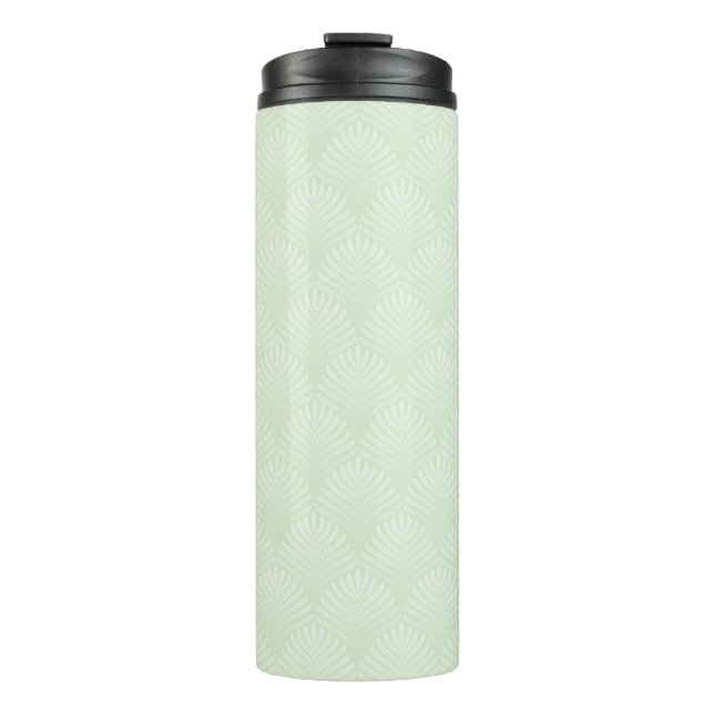 Classic foliage pattern in white and green thermal tumbler (Front)