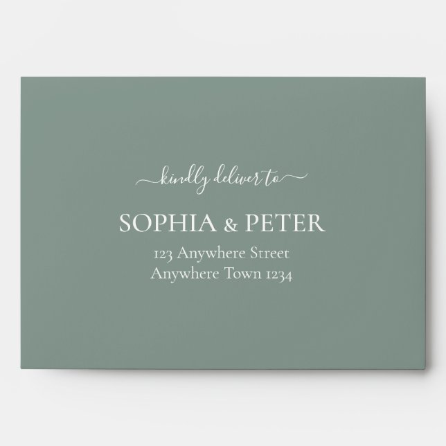 Classic Font Sage Colour w/ Return Address 5x7 Envelope (Front)