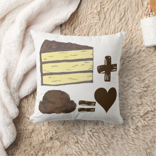 Classic Food Pairing Cake + Ice Cream = Love Heart Throw Pillow