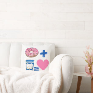 Classic Food Pairing Doughnut + Coffee = Love Hear Throw Pillow