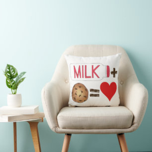 Classic Food Pairing Milk + Cookies = Love Heart Throw Pillow