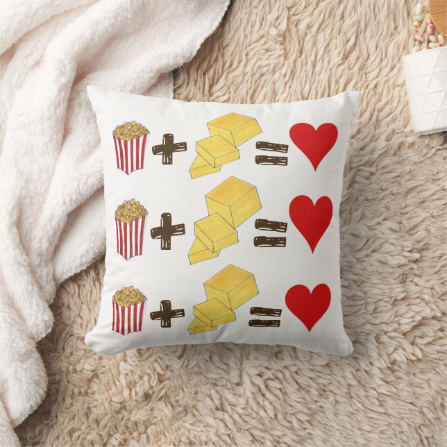 Classic Food Pairing Popcorn + Butter = Love Heart Throw Pillow (Blanket)