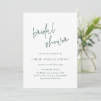 Classic Forest Green Elegant Bridal Shower