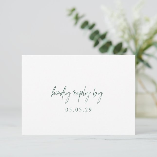 Classic Forest Green Elegant Wedding RSVP Card (Standing Front)