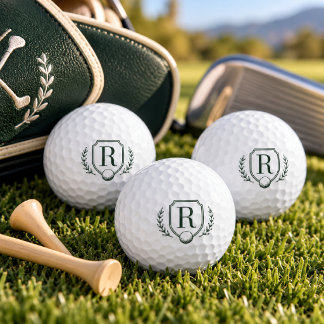 Classic Forest Green Golf Monogram Crest Balls
