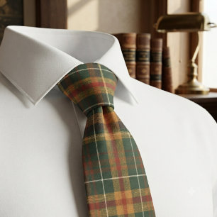Classic Forest Green Tartan Plaid Pattern Tie