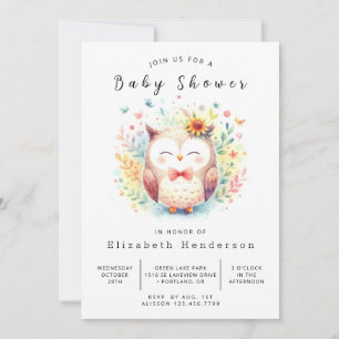 Classic Forest Owl Baby Shower Invitation
