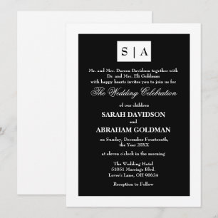 Classic Formal Black and White Traditional Wedding Invitation