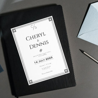 Classic Formal Black and White Wedding Invitation