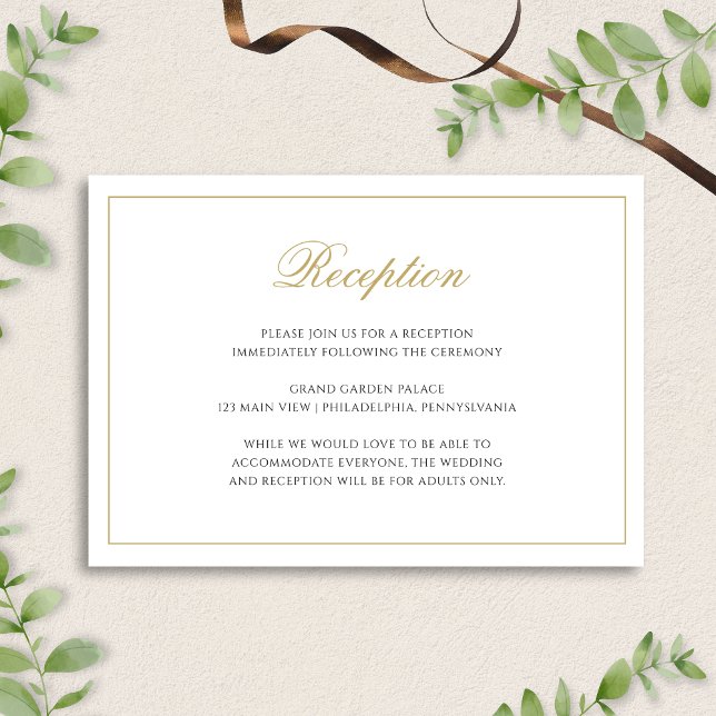Classic Formal Black & Gold Wedding Reception Enclosure Card (Creator Uploaded)