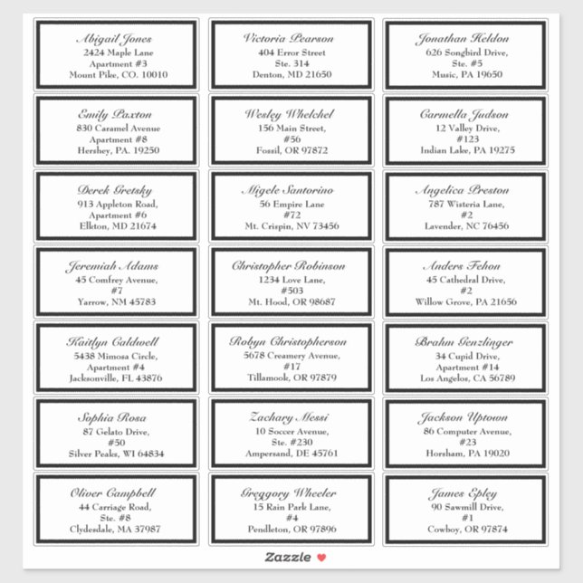 Classic Formal Black White Wedding Guest Address (Sheet)