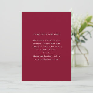 Classic Formal Burgundy Minimalist Wedding Invitation