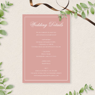 Classic Formal Dusty Rose Script Wedding Details Enclosure Card