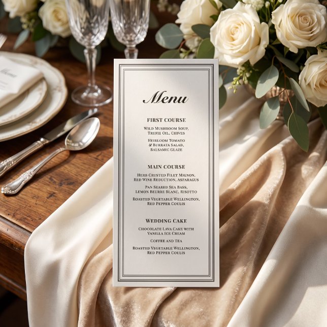 Classic Formal Ecru Frame Wedding Menu (Classic Formal Ecru Frame Wedding Menu)