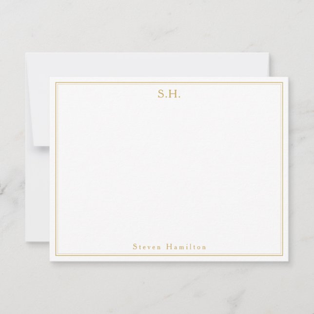 Classic Formal Faux Gold Monogram Name Minimalist Card (Front)