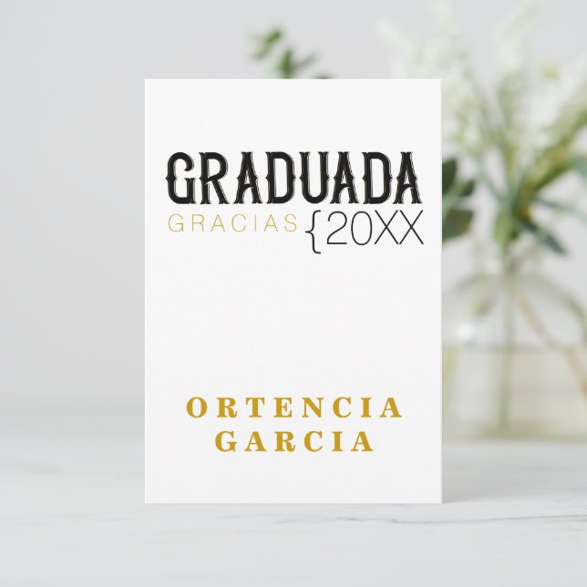 CLASSIC FORMAL Graduada GRACIAS Card (Standing Front)