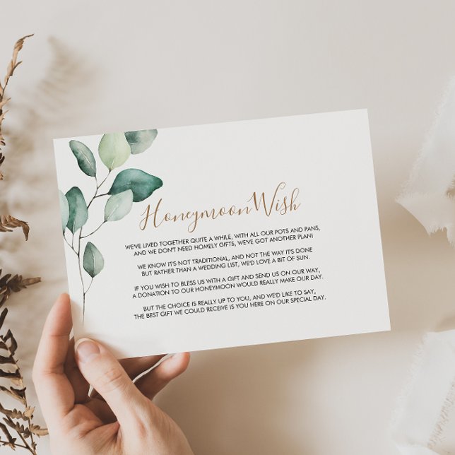 Classic Formal Green Leaves Honeymoon Wish    Enclosure Card (Creator Uploaded)