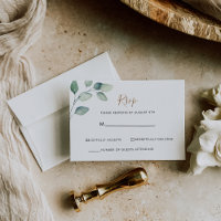 Classic Formal Green Leaves Wedding RSVP Card