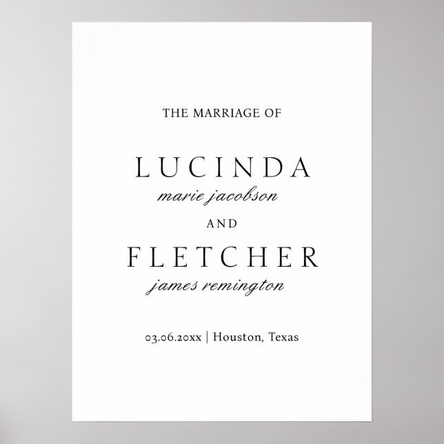 Classic Formal Minimal Elegant Wedding Poster (Front)