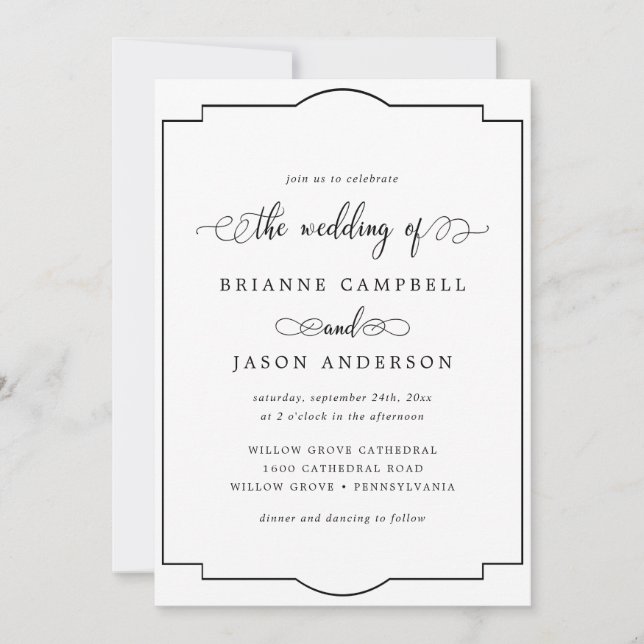 Classic Formal Minimalist Elegant The Wedding Of Invitation (Front)
