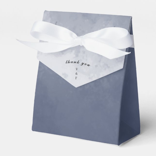 Classic Formal Navy Blue Smoke Favor Box (Front Side)