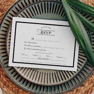 Classic Formal Noir Blanc Menu Choix RSVP