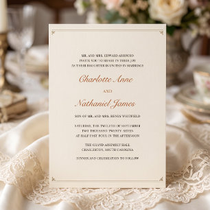 Classic Formal Ornate Scroll Corner Frame Wedding Invitation