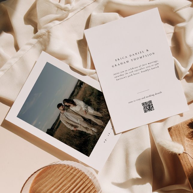 Classic Formal QR Code Wedding Photo Invitation (Creator Uploaded)