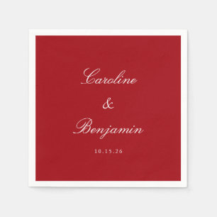 Classic Formal Script Elegant Wedding Custom Red Napkin