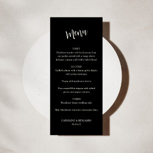 Classic Formal Solid Black Minimalist Wedding Menu