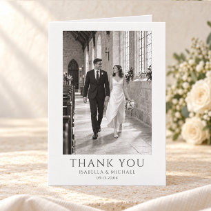 Classic Formal Wedding Monogram Photo Thank You Card
