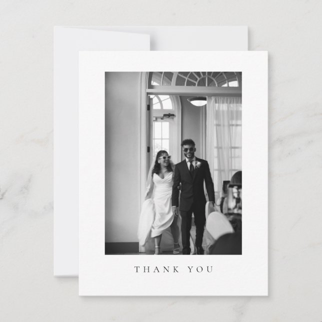 Classic Formal Wedding Photo Thank You Card (Front)