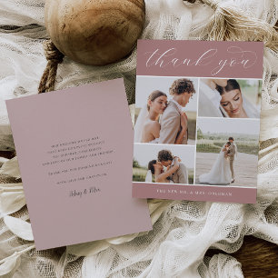 Classic Four   Multi Photo Wedding Flat Thank You Card