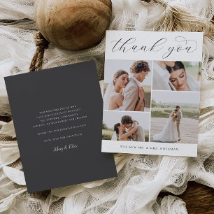 Classic Four   Multi Photo Wedding Flat Thank You Card