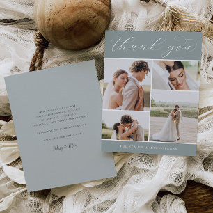 Classic Four   Multi Photo Wedding Flat Thank You Card