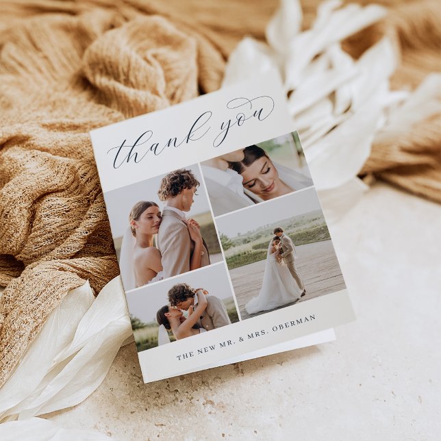 Classic Four | Multi Photo Wedding Folded Thank Yo Thank You Card (Creator Uploaded)