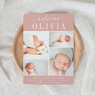 Classic Four   Photo Collage Birth Announcement