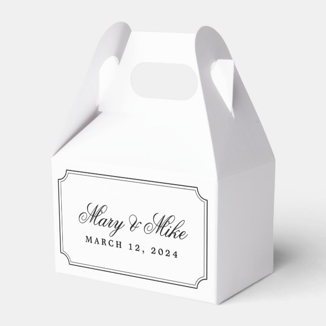 Classic Frame and Script Wedding Sweets Favor Box (Front Side)