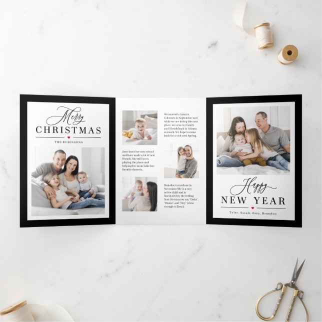 Classic Frame EDITABLE COLOR Trifold Holiday Card (Inside)